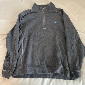 Tommy Bahama Gray Zip Up Sweater with Stand-Up Collar